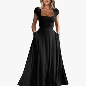 Black waist tie dress